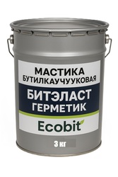 Мастика бутилкаучуковая ведро 3, 0 кг БИТЭЛАСТ - ГЕРМЕТИК Ecobit